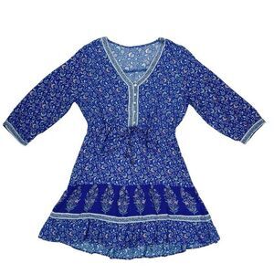 SHEIN Sundress Womens Sz S Blue Floral Print Summer Comfortable Beach Vacay Boho